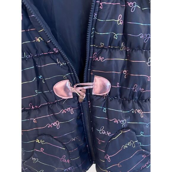 Emma & Elsa Girls M 10/12 Puffer LOVE Blue/PinkVest with Hood ⭐BOGO⭐ - Picture 3 of 6